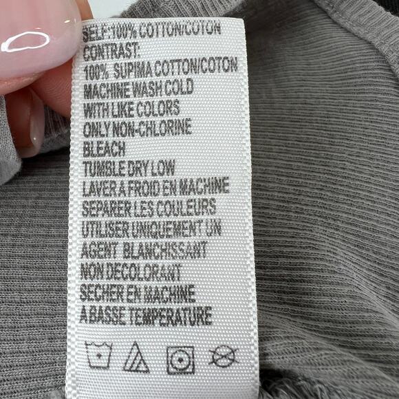 JAMES PERSE Gray Top Cotton 3/4 Sleeve Pockets Collared Classic Button-Up Size 3 - Picture 8 of 8